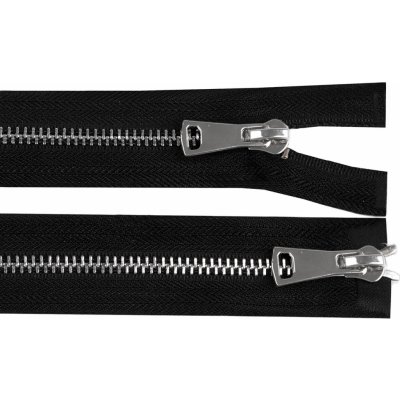 Zip kovový No 5 dělitelný 2 jezdce / dvoucestný 80 cm Varianta: 1 černá stříbrná, Balení: 1 ks – Sleviste.cz