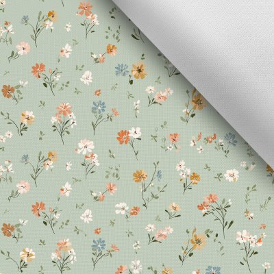 Takoy Látka s potiskem nepromokavý polyester TD / NS mini zelené květiny Tinia