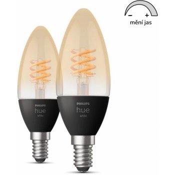 Philips Chytrá žárovka Hue Bluetooth, filament, 4,5W, E14, White, 2ks