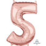 Amscan balónek fóliový narozeniny číslo 5 růžovo zlaté 66 cm