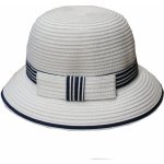 Krumlovanka letní dámský klobouk Cloche s modro bílou stuhou Fa-43482 bílý – Zboží Mobilmania