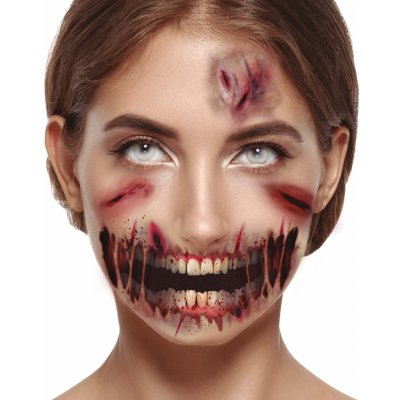 Guirca tetování na obličej zombie – Zboží Mobilmania