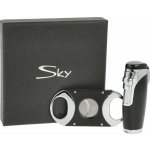 Sada pro kuřáky doutníků Sky, zapalovač, vyštípávač, černostříbrná – Sleviste.cz