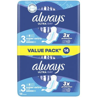 Always Ultra Day Super Extra Duo Hygienické vložky s křidélky 14 ks – Sleviste.cz