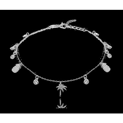 Minet Letní stříbrný řetízek na kotník - ananasy a palmy JMAS8019SB24 – Hledejceny.cz