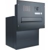 Poštovní schránka 1x poštovní schránka F-042 k zazdění do sloupku + čelní deska s 1x zvonkem a kamerou ABB - lakovaná - RAL 9005 MAT. - ČERNÁ