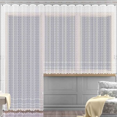 Forbyt žakarová kusová záclona MIA jednobarevná bílá, výška 150 cm x šířka 320 cm (na okno) – Zboží Mobilmania