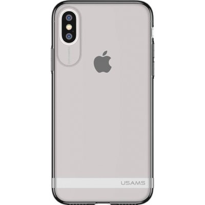 Pouzdro USAMS Apple iPhone X - gumové - šedé / čiré s matném pruhem