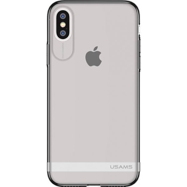 Pouzdro a kryt na mobilní telefon Pouzdro USAMS Apple iPhone X - gumové - šedé / čiré s matném pruhem