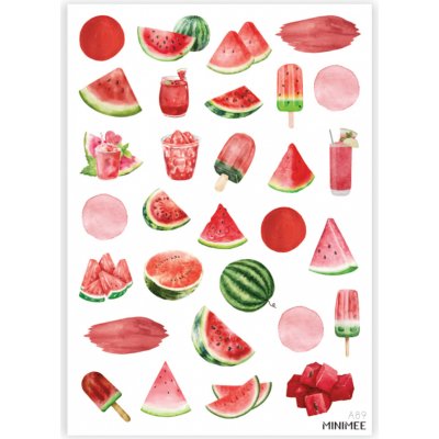 MINIMEE Papírové samolepky v aršíku A5 Meloun – Zboží Dáma