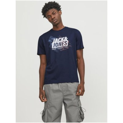 Jack & Jones pánské tričko Map Tmavě modré – Zboží Mobilmania