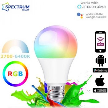 Chytrá LED žárovka E27 9W 850lm WIFI RGB + teplá, denní, studená, barevná hudba SMART