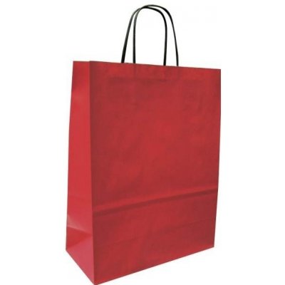 Taška papírová 19 x 8 x 21 cm, kroucené ucho, červená – Hledejceny.cz