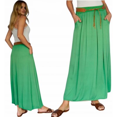 Fashionweek dámská dlouhá letní sukně s kapsami a páskem ZIZI00 zelená