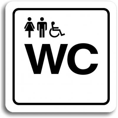 Accept Piktogram "WC ženy, muži, invalidé" (80 × 80 mm) (bílá tabulka - černý tisk) – Zboží Mobilmania
