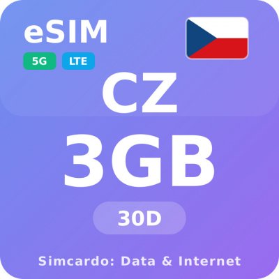 Česká republika Mobilní Internet - eSIM 3GB 30 dní datová SIM karta – Hledejceny.cz
