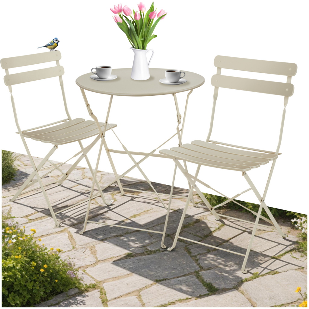 tectake 405161 bistro set frieda, skládací pro 2 osoby cappuccino