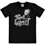 CurePink: pánské tričko Marvel Guardians Of The Galaxy Strážci galaxie: I Am Groot černá – Zboží Dáma
