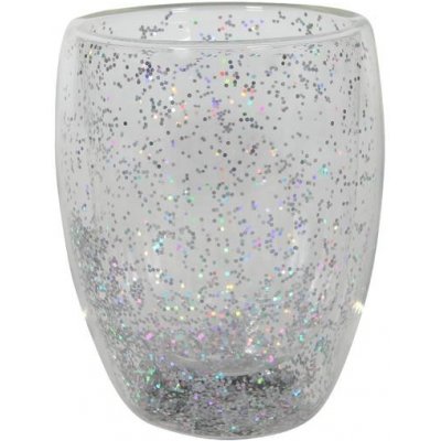 HIT Sklenice s dvojitým sklem stříbrné konfety 350 ml – Zboží Dáma