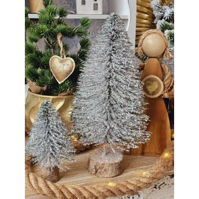 J-Line by Jolipa Dekorace zelený třpytivý vánoční stromeček Tree glitter - Ø 15*30 cm - J-Line by Jolipa – Hledejceny.cz
