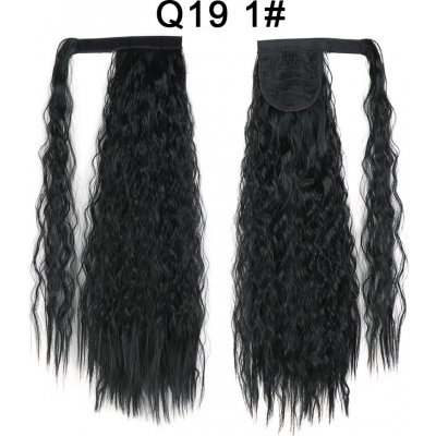 Příčeskový cop - černý - vlnitý – Zboží Dáma