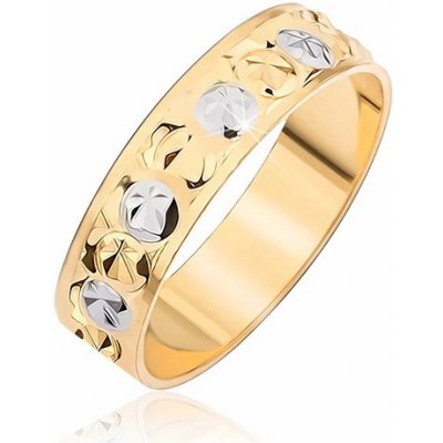 Šperky eshop Dvoubrevný prstýnek kruhové a hvězdicové zářezy BB7.5 – Zboží Mobilmania