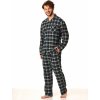 Pánské pyžamo Pánské flanelové pyžamo s rozepínáním na knoflíky dlouhé zelené