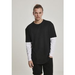 Oversized Shaped Double Layer LS Tee black white