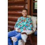 Frogies pánský svetr Reindeer šedá světle modrá krémová – Zboží Dáma