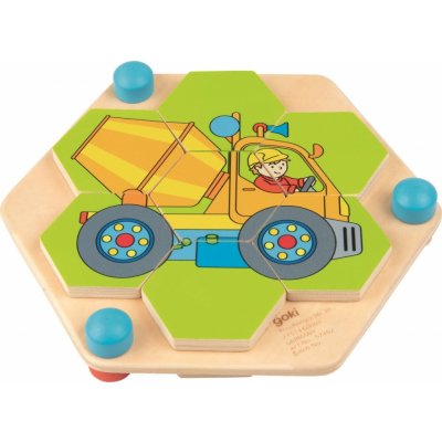 Goki Puzzle hexagon Stavební stroje – Zbozi.Blesk.cz