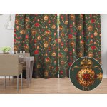 Biante bavlna závěs Sandra SA-808 Vánoční ozdoby na tmavě zeleném 150x150 cm – Hledejceny.cz