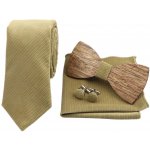 Amparo Miranda motýlek s kravatou kapesníčkem a knoflíčky WB2 dřevěný – Zboží Dáma