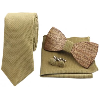 Amparo Miranda motýlek s kravatou kapesníčkem a knoflíčky WB2 dřevěný – Zboží Dáma