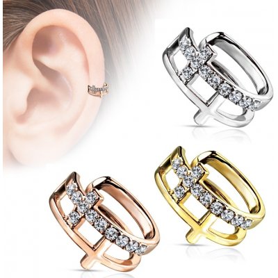 Šperky4U falešný piercing do ucha klips s čirými kamínky FP1011-ST – Hledejceny.cz