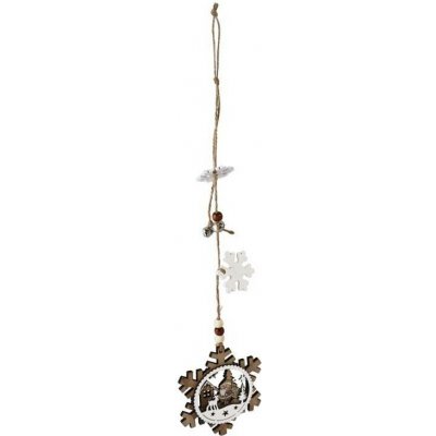 Závěs dřevo 110x450mm vločka, přírodní s glitrem, bílá – Hledejceny.cz