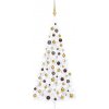 Vánoční stromek vidaXL Umělý vánoční půl stromek s LED a sadou koulí bílý 180 cm