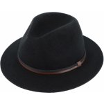Fiebig Headwear since 1903 Cestovní klobouk vlněný s dvoubarevnou koženou stuhou širák černý – Zboží Dáma