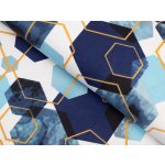 Bavlněná látka/plátno Sandra SA-574 Modré hexagony na bílém - šířka 160 cm – Zboží Dáma