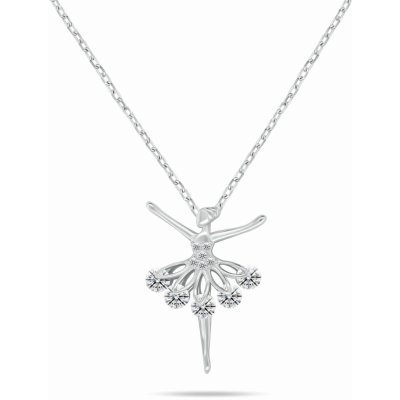 Brilio Silver Slušivý stříbrný náhrdelník baletka se zirkony NCL181W – Zboží Dáma