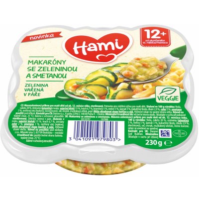 Hami Mini-makaróny se zeleninou a smetanou 230 g – Zboží Dáma