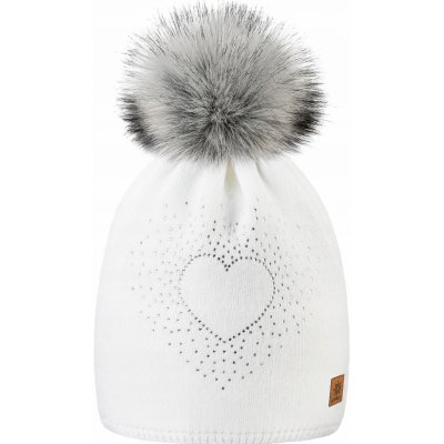 Fashionweek dámská čepice s bambulí flísová podšívka Wool Heart Bílá – Hledejceny.cz