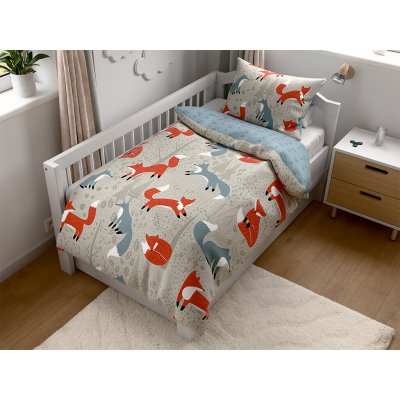 Textilomanie povlečení do postýlky Renforcé šedé 45 x 65 cm 90 x 140 cm – Zboží Dáma