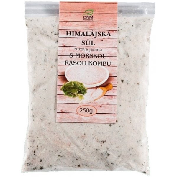 kuchyňská sůl DNM Company himalájská sůl růžová jemně mletá s mořskou řasou Kombu 200 g