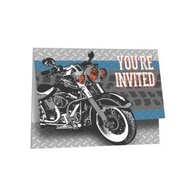Creative Converting U.S.A Narozeninové pozvánky s obálkou Motorky 13 x 11 cm 8 ks – Zboží Mobilmania