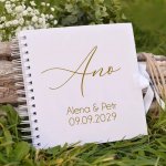 Svatební kniha hostů bílá 20 x 20 cm - ANO + jména – Zboží Dáma