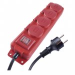 EMOS Prodlužovací kabel 3 m / 4 zásuvky / s vypínačem / černo-červený / guma-neopren / 1,5 mm2 P14131 – Zboží Mobilmania