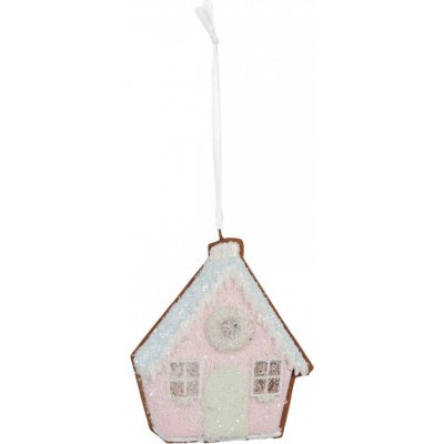 Závěsná dekorace růžová perníková chaloupka Frosted Ginger - 9*1*10 cm - Clayre & Eef – Hledejceny.cz