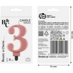 Svíčka dortová číslice 3,metalická růžová 8cm – Zbozi.Blesk.cz