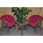 ratanová sedací souprava Bahama hnědá 2+1, polstr MAXI vínový – Hledejceny.cz