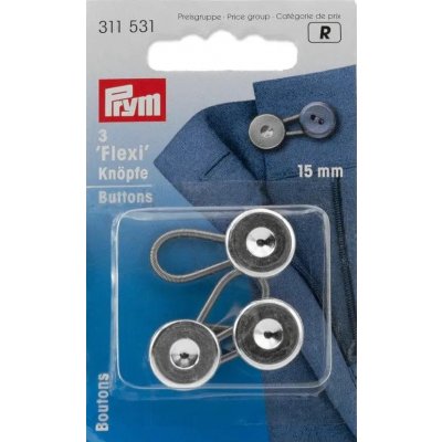 Knoflík prodlužovací Flexi 15 mm (Prym) - 3ks/karta – Zboží Dáma